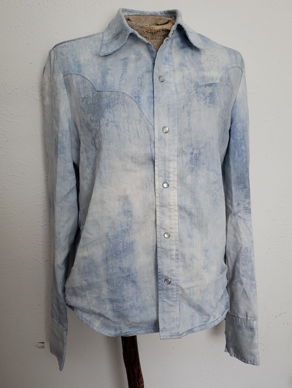 Petersyn Tie Dyed Linen Cowgirl Collard Shirt Sz M